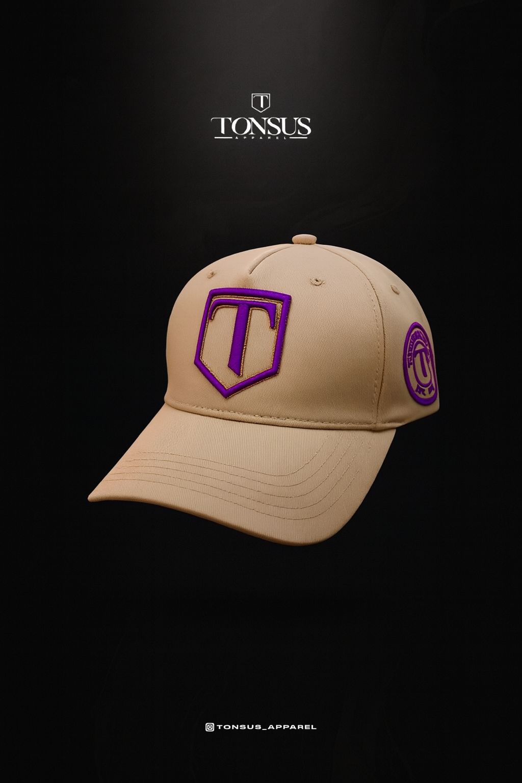 Gorra Tonsus – Beige & Purple Crest